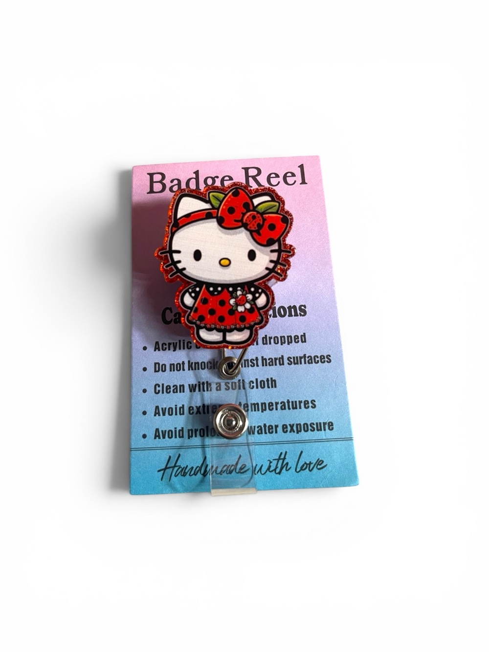 Sanrio Hello Kitty Red & White Ladybug Badge Reel